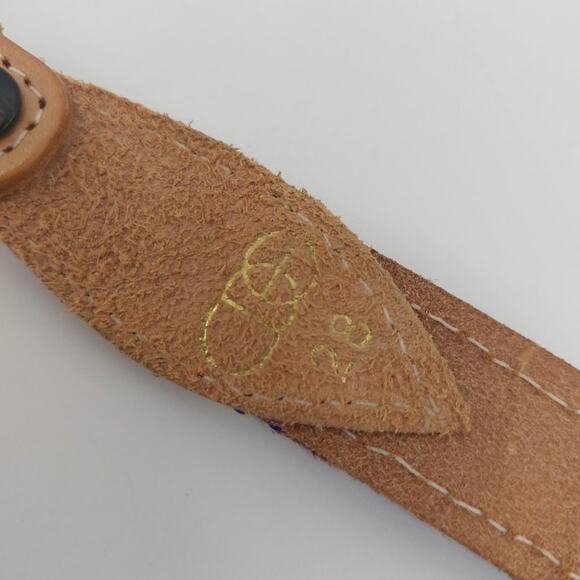 CDE Belt Size 28 Women Leather Tips Hand Beaded Star Flags - Picture 3 of 13